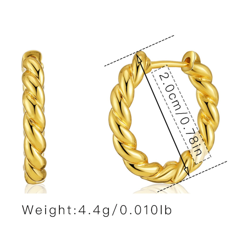 Classic Twist Woven Earrings Niche Design Twisted Texture Circle 18k Earrings display picture 1