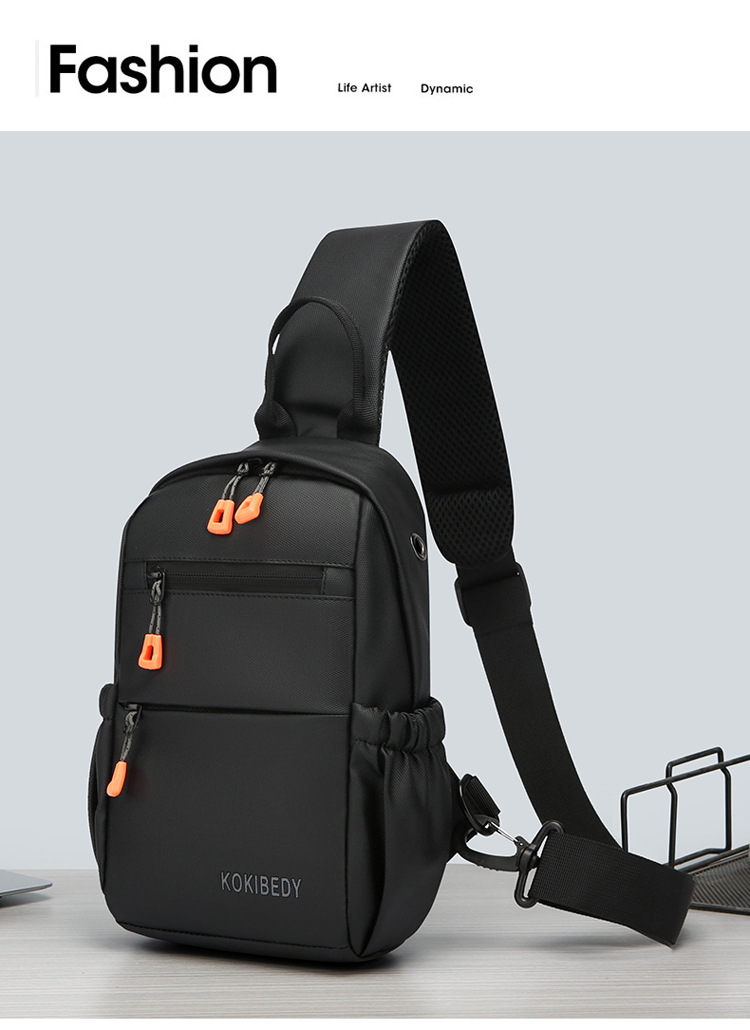 Trendy men's chest bag, water-resistant crossbody bag, casual single-shoulder backpack, fashionable business bag, multi-functional men's bag, cross-border undefined