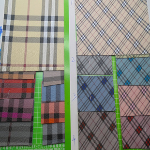 Imitation yarn-dyed jacquard leather plaid shape color stripe line cloth leather twill plaid thickness