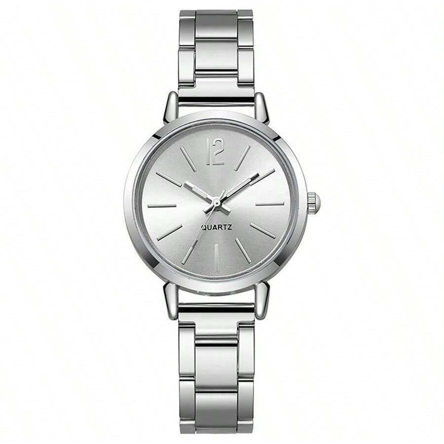 Reloj de mujer correa de acero temperamento reloj de pulsera de moda simple moda reloj de cuarzo conjunto de pulsera image 5