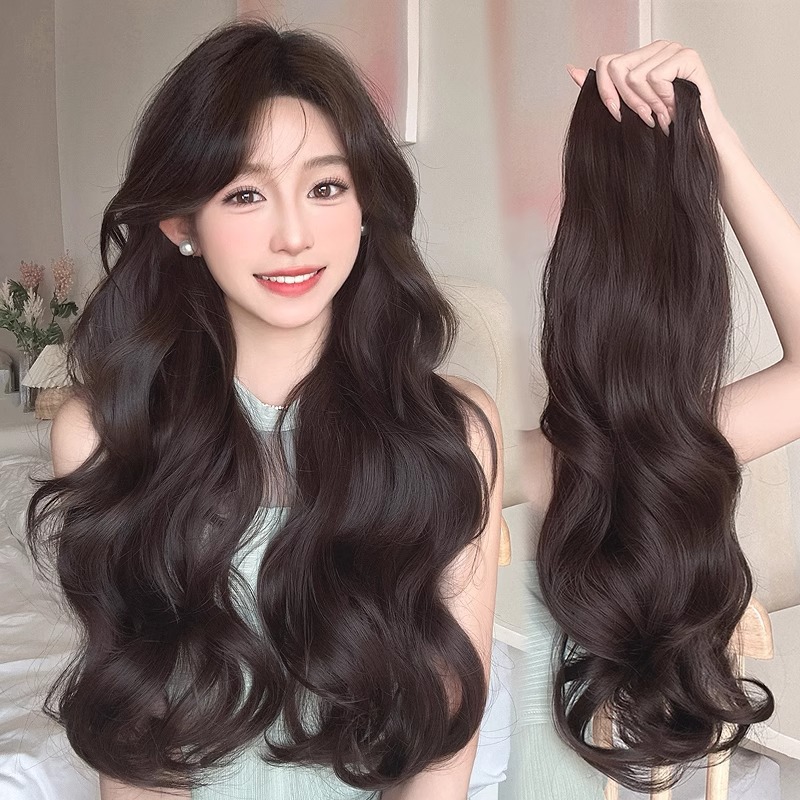 Peruca de cabello rizado para aumentar el volumen de cabello, artefacto esponjoso, una pieza de cabello para mujeres, cabello largo para mujeres, extensión en forma de U.