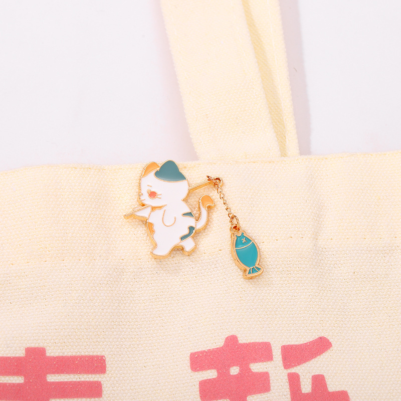 Daily Occasion Cute Pin Cat Fish Alloy Enamel Unisex Brooches