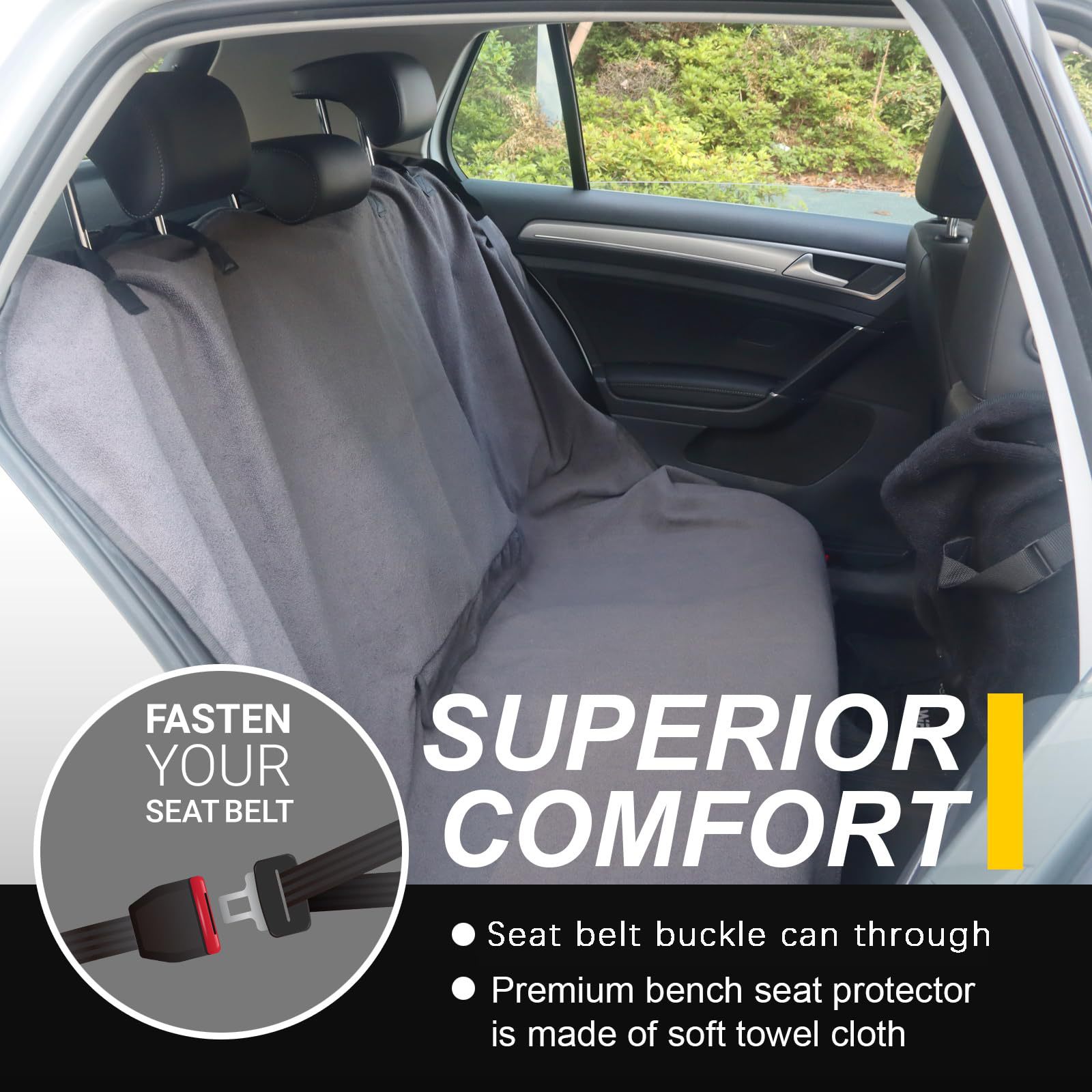Car Towel Seat Cushion Rear Universal Waterproof Anti-Slip Four-Season Seat Cover Car Seat Solid Color Stain-Resistant Protective Cover