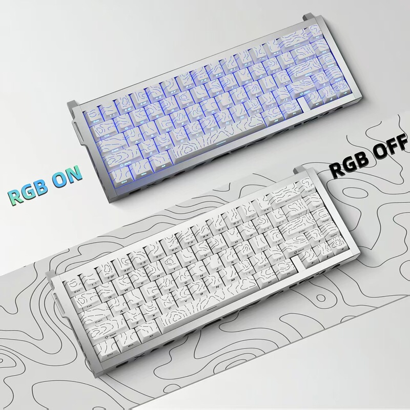 Manufacturer Wholesale Side-Engraved Gradient Contour Keycaps, Original Factory Height 135, Compatible with Various Layouts, Supports Dropshipping