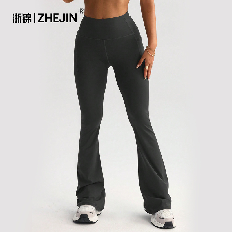 Cross-Border Peach Bell-Bottom Fitness Pants for Women, Wide-Leg High-Waisted Yoga Pants Without Awkward Lines, Spring and Summer Slightly Flared Pants for Women to Wear Outside