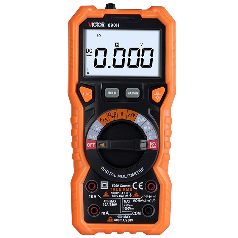 胜利仪器VC890H数字万用表真有效值防烧自动万能表测温10A 3 5/6