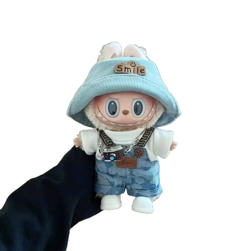 潮玩幸运花纹labubu衣服套装迷彩背带裤17cm拉布布通用娃衣派对|undefined