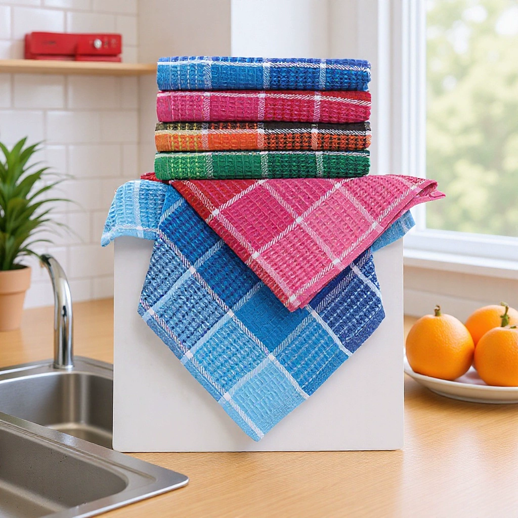 Трансграничная поставка вафельных бытовых кухонных тряпок, которые впитывают ворс и не легко осыпаются, чистящие подушечки, маркировка и оптовая продажа.