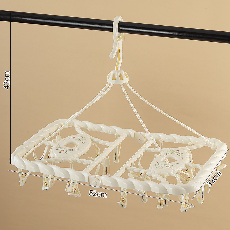 흰색 접이식 회전 [32 클립] 건조 랙