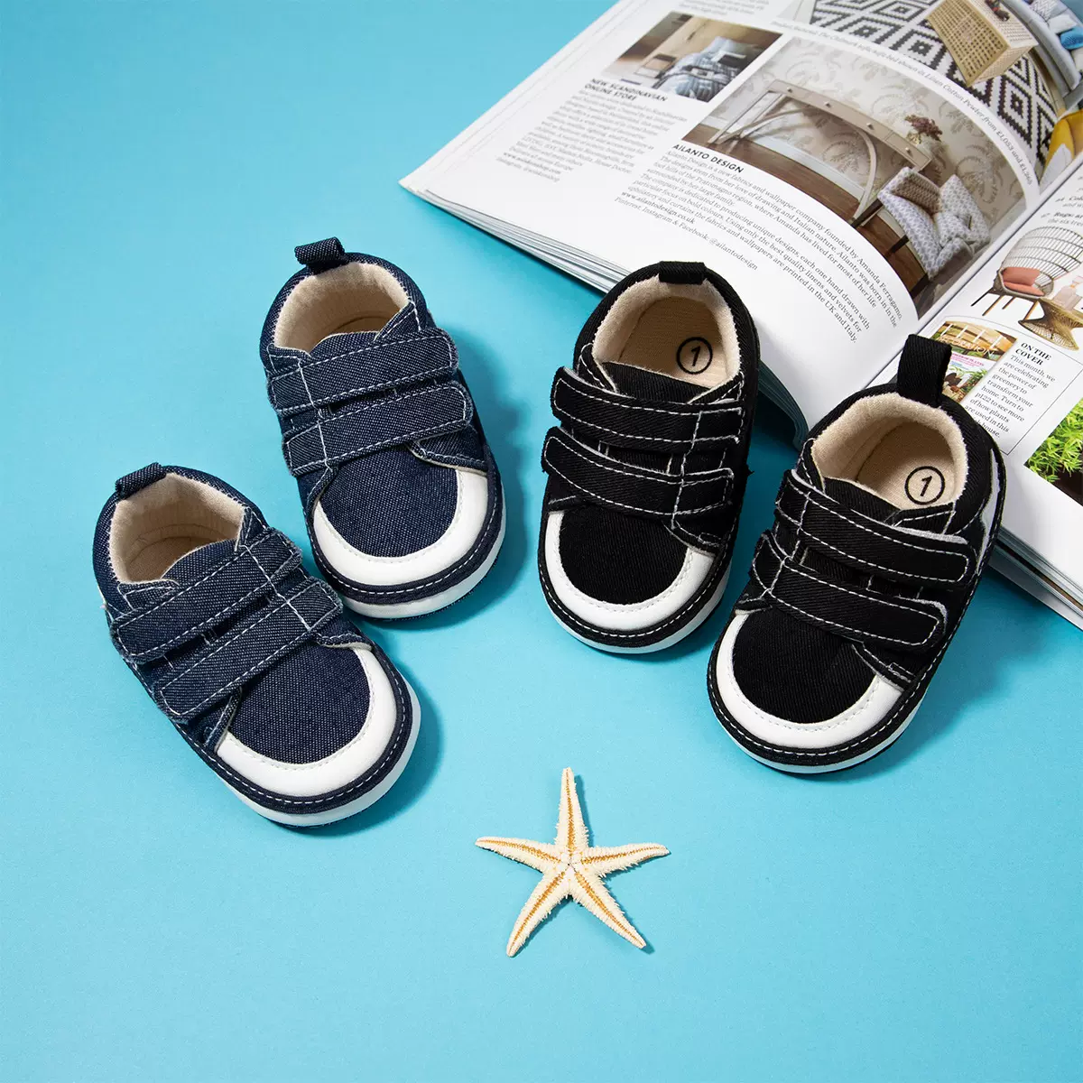 春秋新款0-12月宝宝双搭带软步底防滑学步鞋婴儿鞋 baby shoes