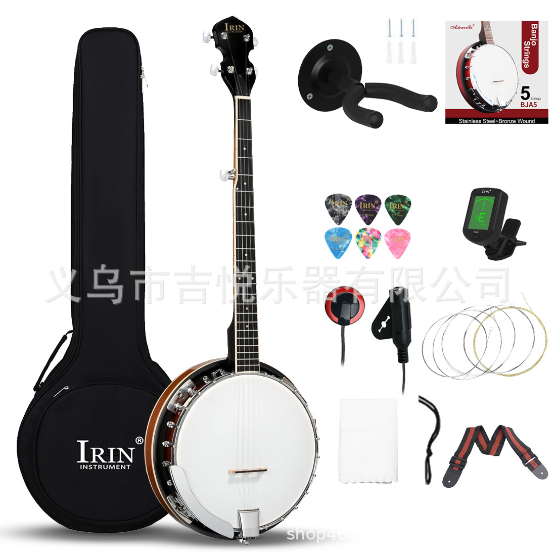 跨境5弦班卓琴西洋民族乐器斑鸠琴初学者成人演奏班卓琴套装banjo