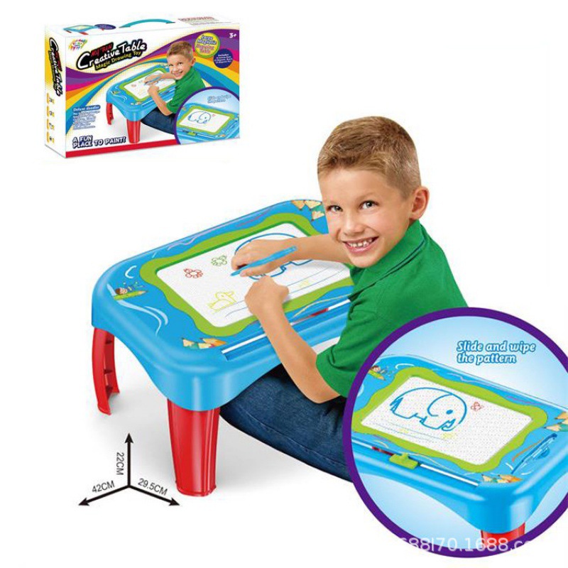 Blue magnetic learning painting table suit children learning graffiti painting writing boy magnetic drawing board toy