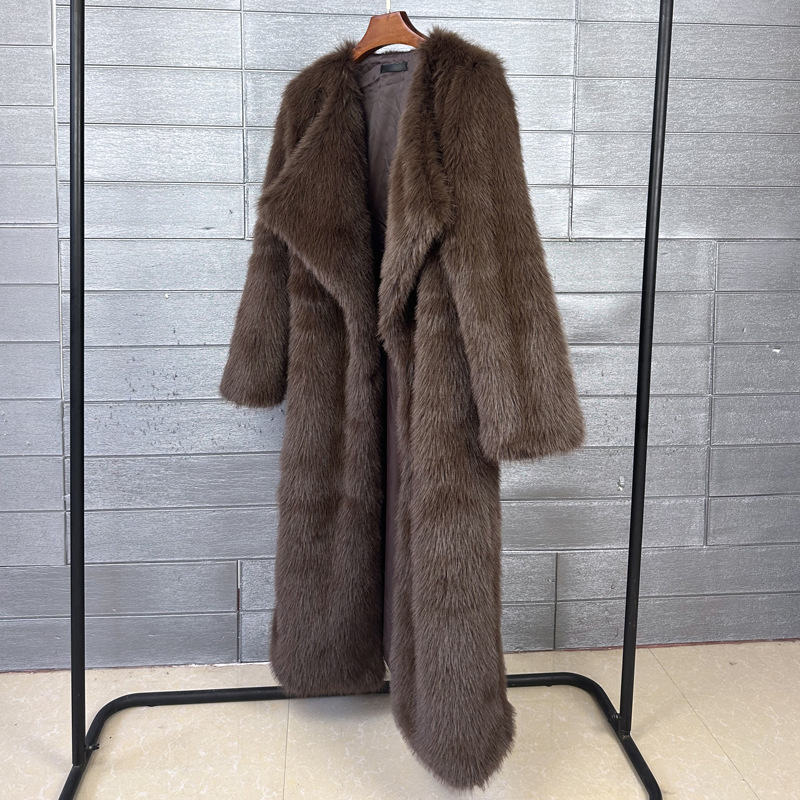 Women's Clothing Fur Toca Coat Korean Style Solid Color Women's Long Lapel Coat_voghion.com