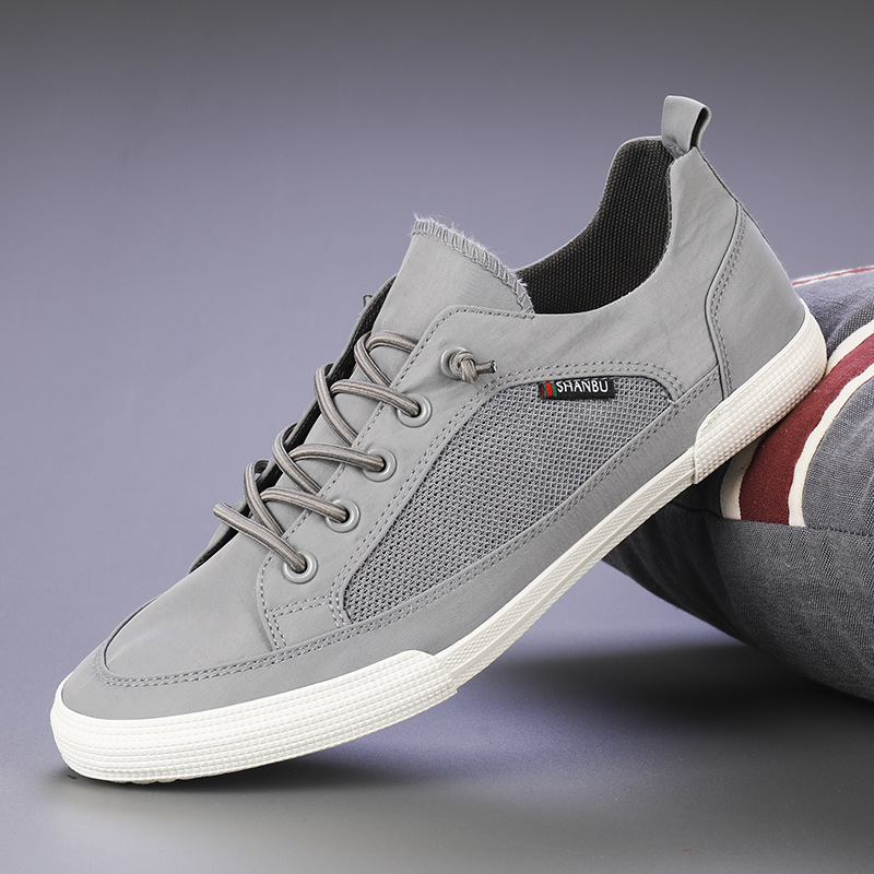 Little White Herren Herbst Hollow Mesh 2024 Frühling Low Cut Reißverschluss Canvas Vielseitige atmungsaktive Casual Board Schuhe_voghion.com