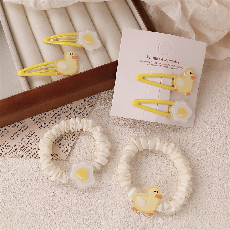 Hermosa niña acrílico pato cuerda de cabeza temperamento de alta elasticidad intestino delgado anillo de cabello universal huevo correa de cabello correa
