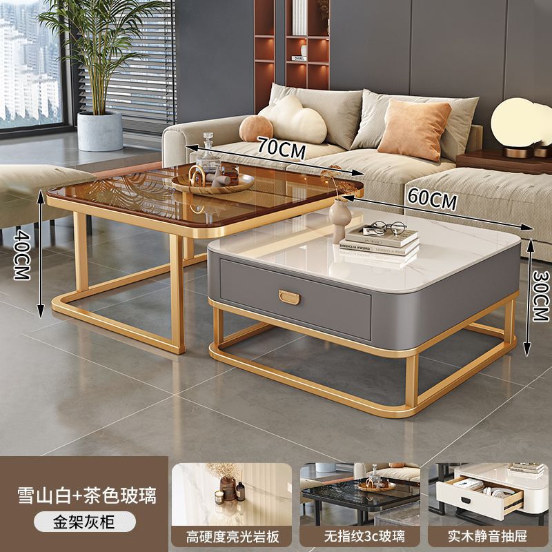 골드 선반 + 그레이 캐비닛 스노우 마운틴 화이트 + 브라운 유리