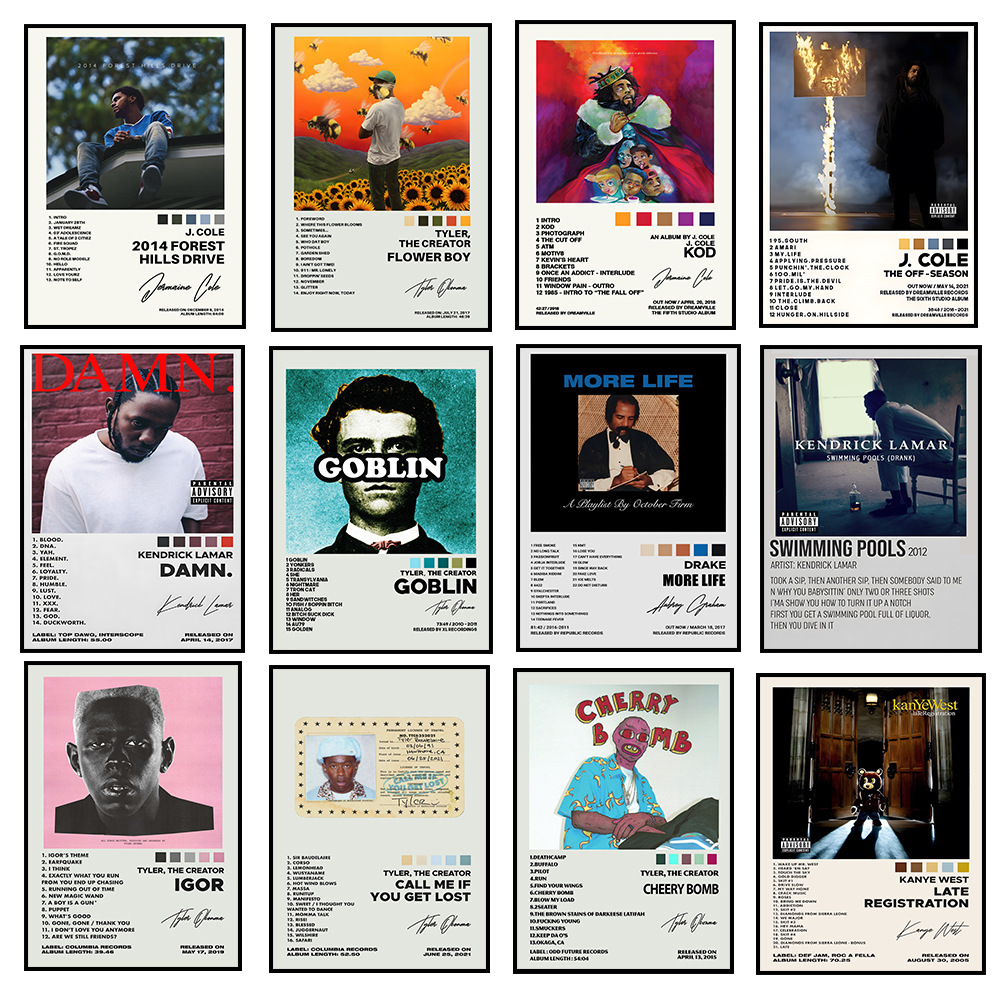 American Kanye West Album Cover Rap Music Poster Amazon Waterproof Canvas Painting Core Bedroom Hanging Painting