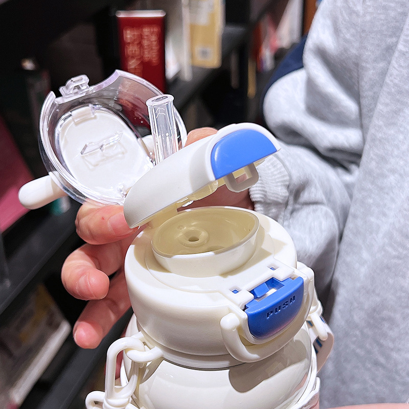 サンリオ子供用ダブルドリンク魔法瓶カップ女の子用かわいいポータブルストローカップ学生スクールクロスボディ落下防止カップ|undefined
