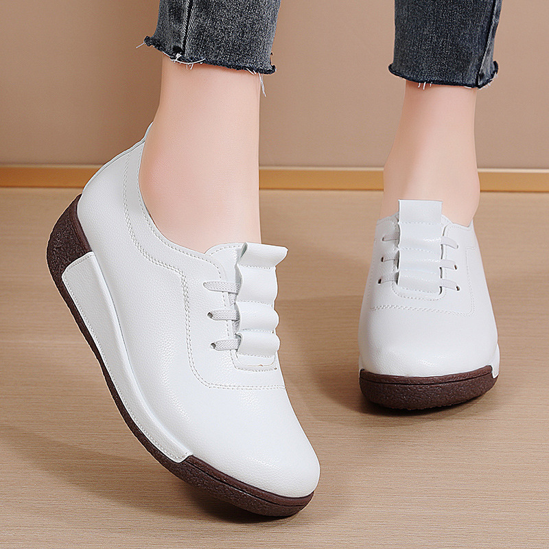 Large Size Sports Genuine Leather Slip-On New Style Shoes for Women, Korean Style Mom Shoes, Cross-Border Casual Thick-Soled Rocking Shoes, Women's Wedge Heels Large Size Sports Genuine Leather Slip-On New Style Shoes for Women, Korean Style Mom Shoes, Cross-Border Casual Thick-Soled Rocking Shoes, Women's Wedge Heels