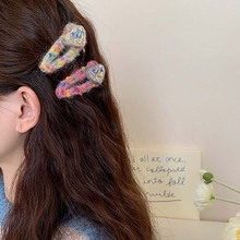 彩色毛线爱心发夹女可爱日系甜美百搭刘海夹前额发夹鸭嘴夹发饰