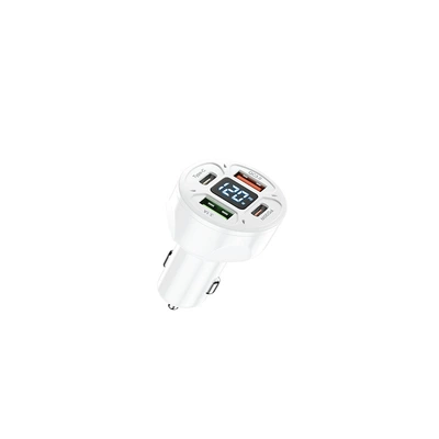 Cross-Border Digital Display Car Charger 66W 4Usb Car Charger Super Fast Charging One-To-Four Multi-Port Qc3.0 Car Charger (Mobil şarj cihazları) - 4u-voltage-detection-digital-display-31a-white