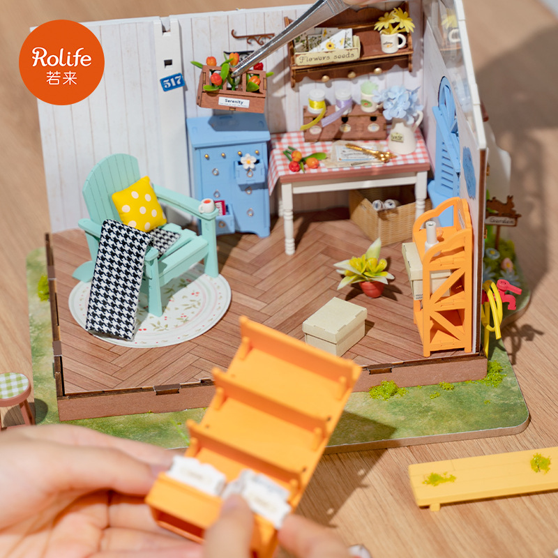 Ruozhilimengyu flor casa DIY hecho a mano casa modelo en miniatura casa mini 3d rompecabezas bloques de construcción regalo