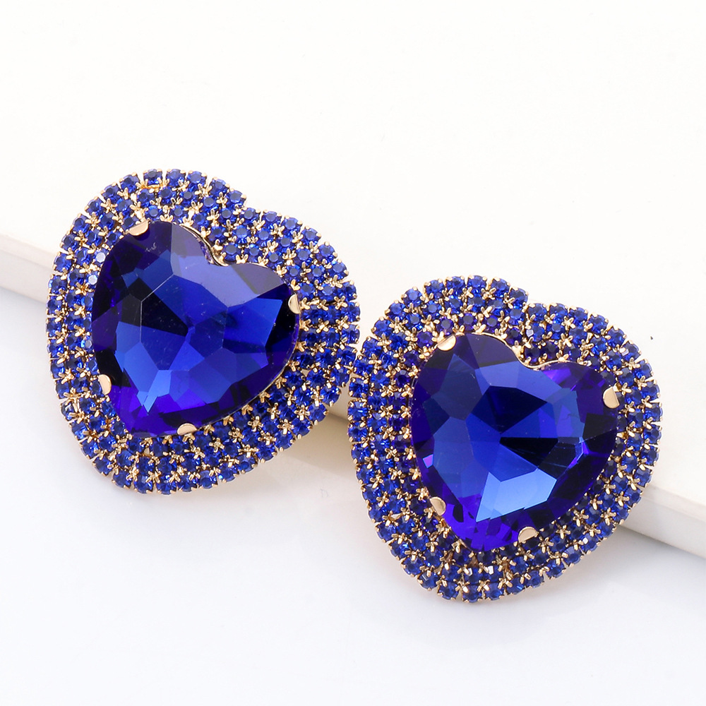 fashion heart-shaped alloy diamond earrings