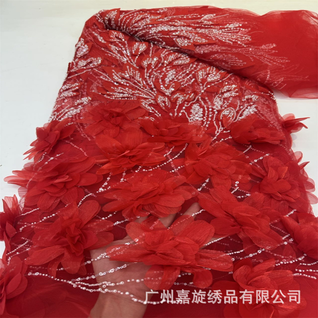 3D láser hecho a mano flor malza cuentas tubo sequilla bordado tela de hadas vestido vestido vestido tela de rendimiento tela image 1