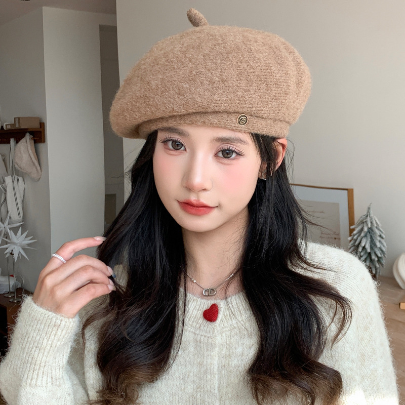 时尚百搭英伦风保暖贝雷帽子女秋冬季显脸小画家帽文艺复古蓓蕾帽|undefined