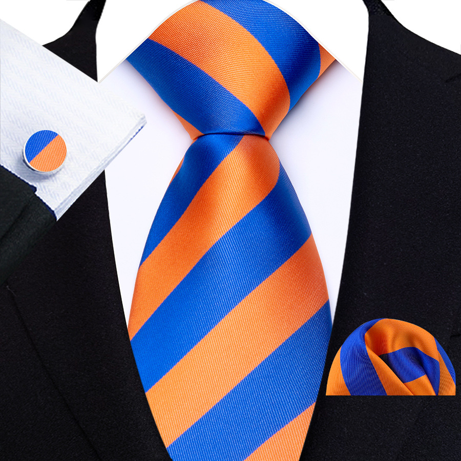 Yongfeng Straight 2025 Polka Dot Striped Business Commuting Style Men's Tie Pocket Square Cufflinks Three-Piece Set_voghion.com