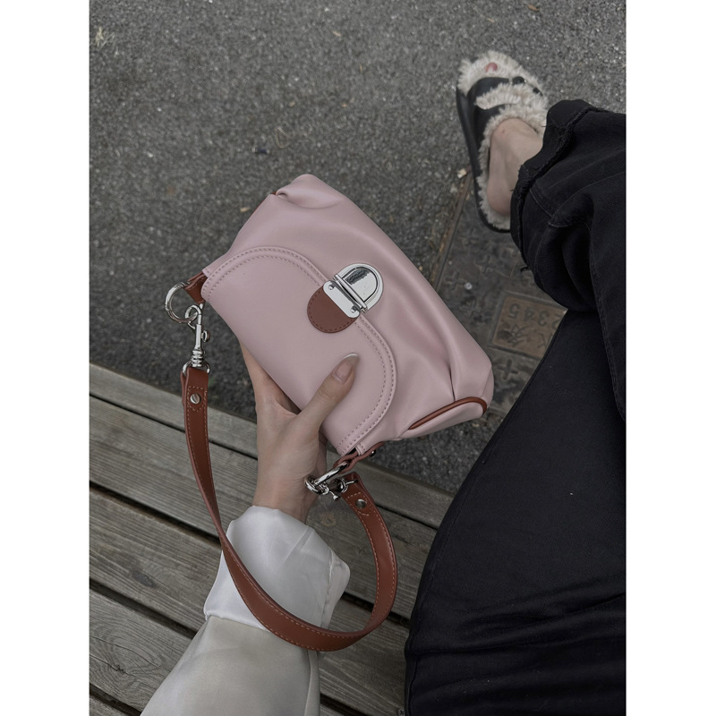 Collage Folded Crepe Dumpling Pouch 2023 New Style High-End Uncommon Women's Single Shoulder Crossbody Bag Handbag