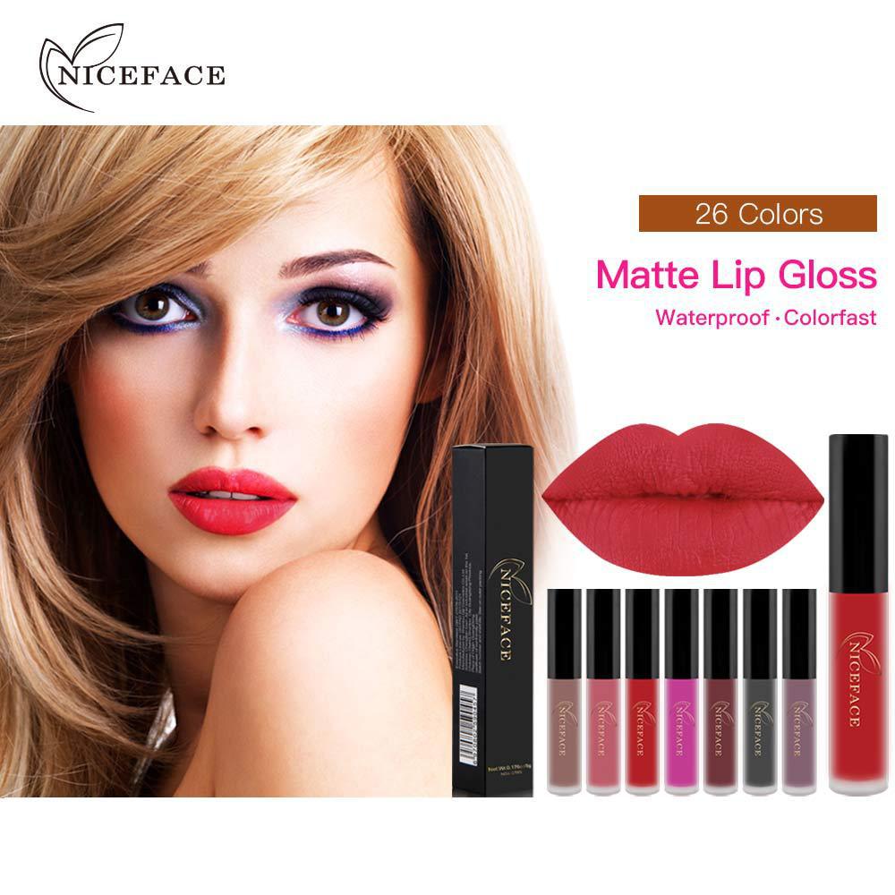 NICEFACE Matte Gloss Lippenstift, farbecht, matt, nicht feuchtigkeitsspendend, Orange_voghion.com