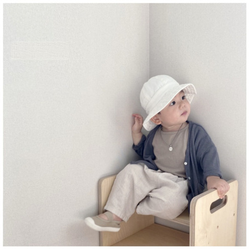 Korean version ins summer versatile air-conditioned long-sleeved cardigan for boys and girls thin cotton skin-friendly infant sun protection clothing and anti-mosquito jacket