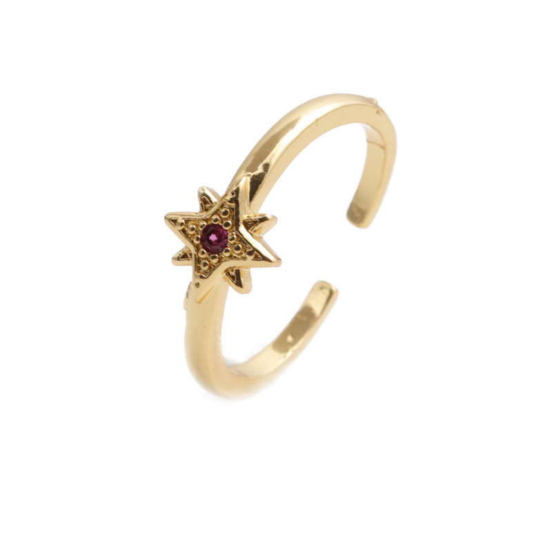 Retro Zircon Six-pointed Star Ring display picture 9