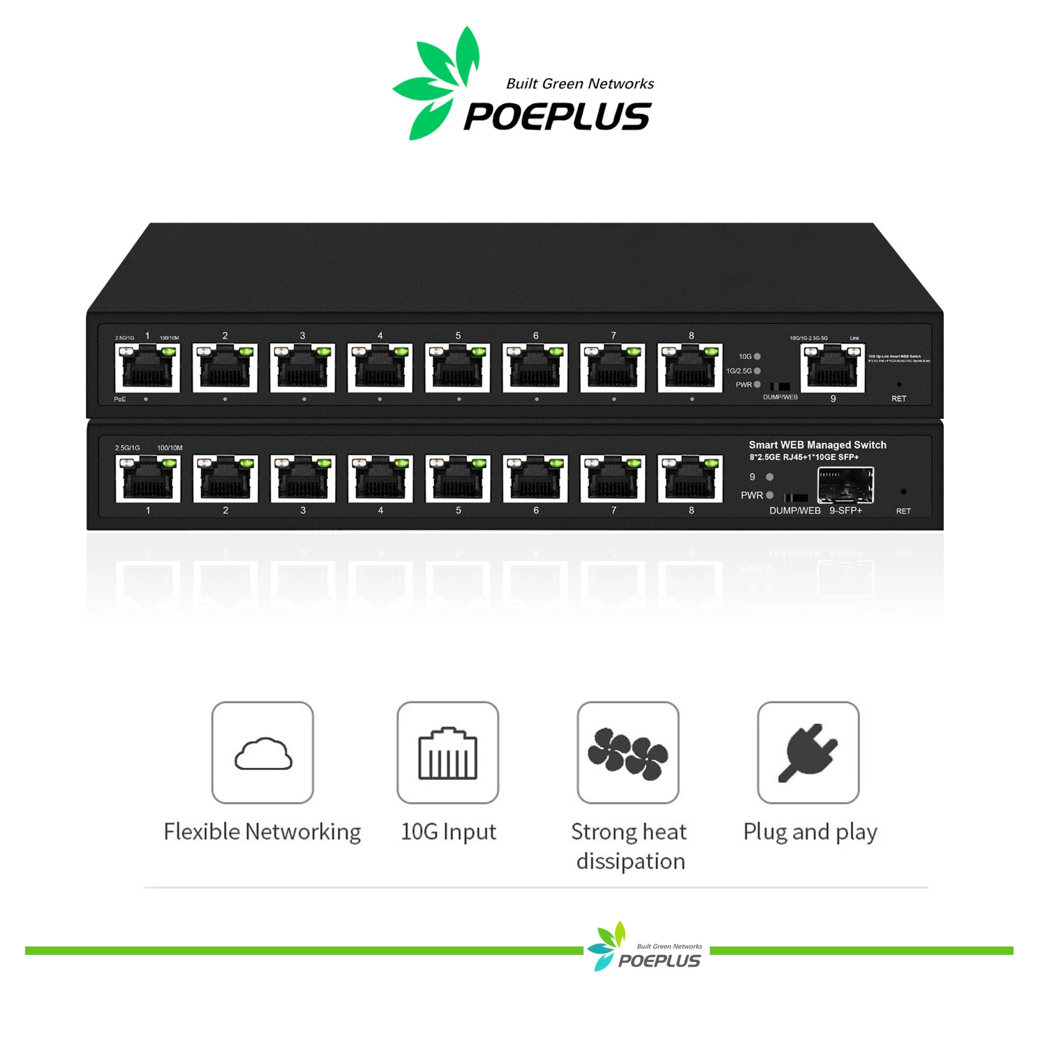 8-портовый 2.5G PoE-коммутатор с интеллектуальным управлением, 8+1 портов, с 10G uplink
