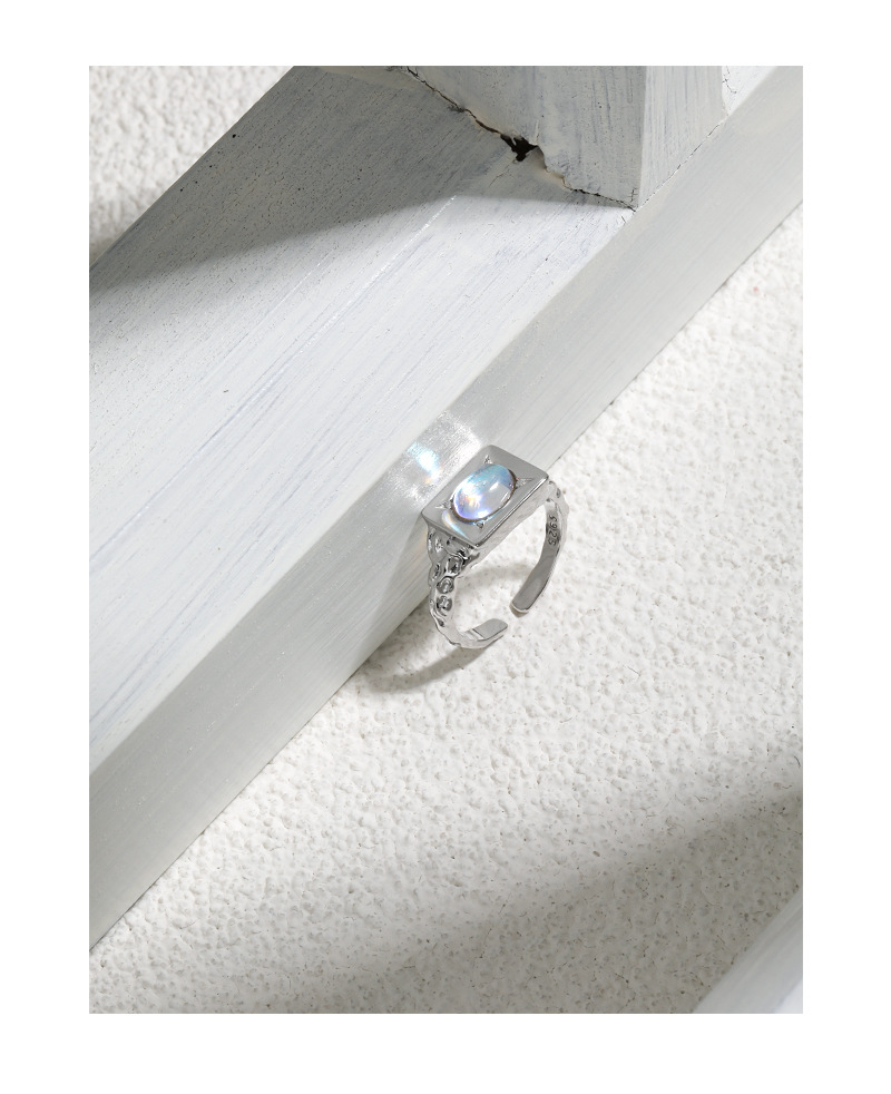 Fashion Square Sterling Silver Plating Moonstone Open Ring