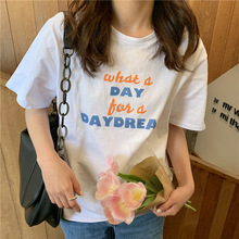 白色纯棉短袖t恤夏装女装新款韩版圆领宽松内搭洋气上衣ins潮