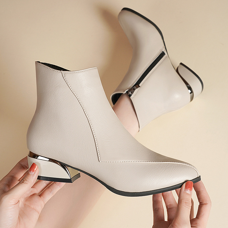 British Style Fashion Martin Boots for Women 2025 Autumn and Winter New Style Nude Boots Thick Heel Large Size Short Boots for Women Wholesale British Style Fashion Martin Boots for Women 2025 Autumn and Winter New Style Nude Boots Thick Heel Large Size Short Boots for Women Wholesale