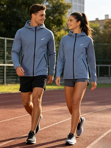 Men's and Women's Hooded Sun-Protection Sports Set, Lightweight Breathable Quick-Dry Water-Resistant Jacket with Taped Seams, Pocket Shorts for Outdoor Running