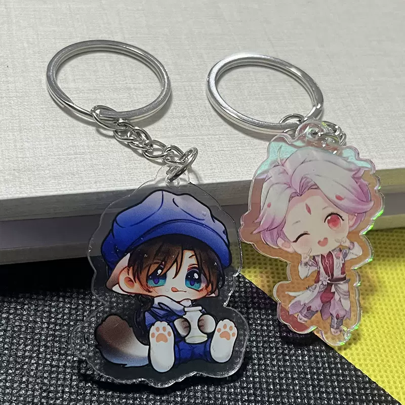 亚克力钥匙扣diy透明照片双面卡通动漫明星人物周边logo挂件批发