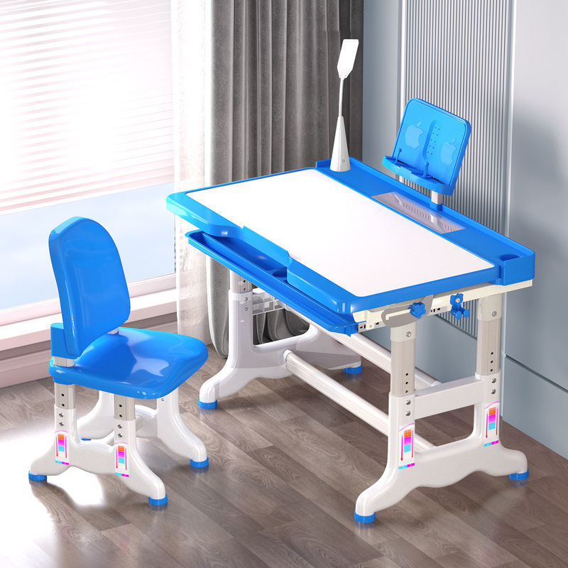 Adjustable Height Children's Learning Desk with Posture Correction Chair Set for Primary School Students, Writing and Homework Desk Kit