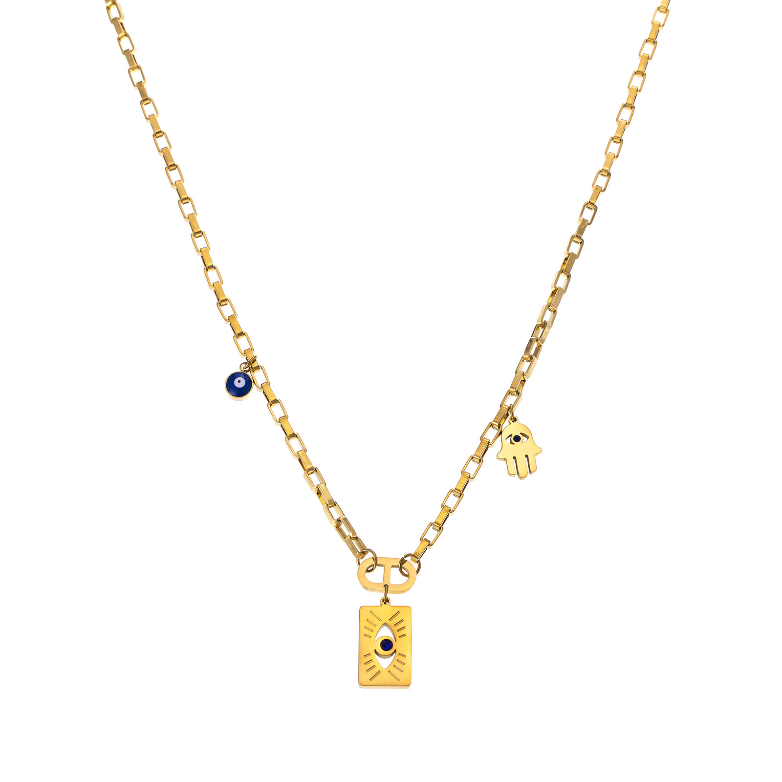 Fashion Palm Eye Stainless Steel Titanium Steel Plating Pendant Necklace 1 Piece