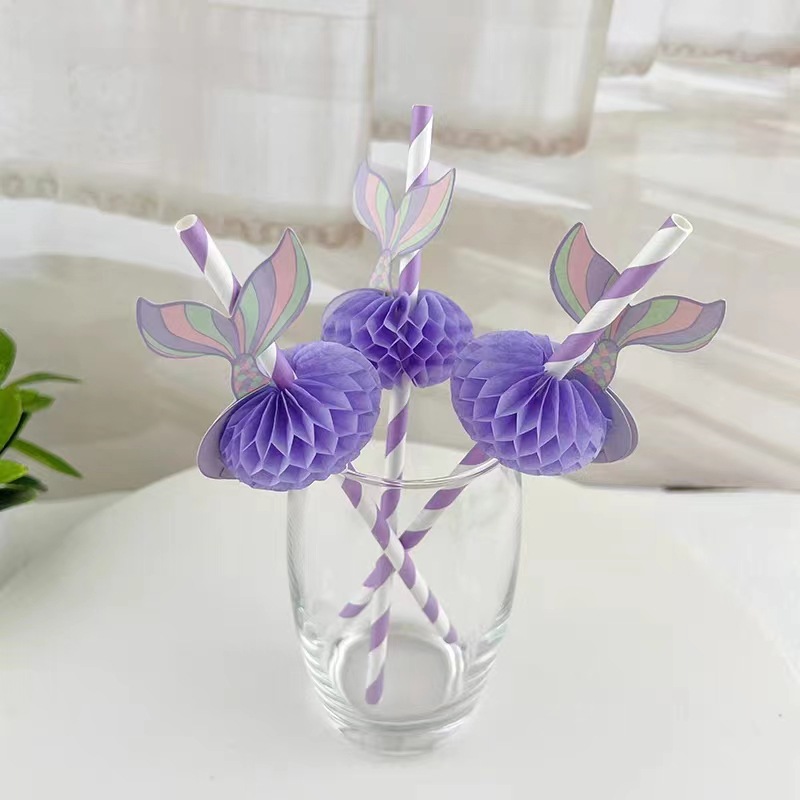 Nuevo cm creativo tridimensional panal sirena forma decoración papel desechable paja