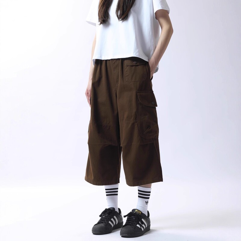 Original Washed Pure Cotton Hem Japanese Style Loose Cropped Casual Pants Women's Workwear Street Style Versatile Wide-Leg Pants Trendy