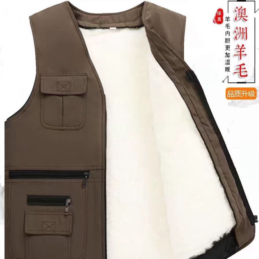 批发冬季中老年 羊毛马甲皮毛一体 保暖 反毛羊皮毛 马夹坎肩