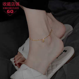 网红转运珠圆珠脚链女简约高级感小众轻奢闪亮足链2022年新款潮