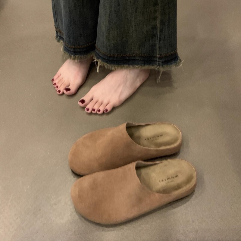 女性用の超人気のハーフスリップオンビルケンシュトックシューズ、多用途のカフスリッポン、レイジーバックトゥフラットスリッパ、ファッショナブルなアウターミュラー|undefined
