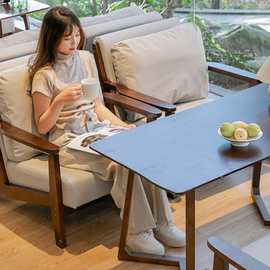 连锁奶茶店桌椅组合咖啡店馆休闲区实木沙发咖啡厅椅子阅读区卡座