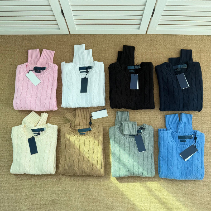 Rl Ralph Lauren Logo Embroidery Women's Pure Cotton Slim Fit Round Neck Cable Knit Long-Sleeve Sweater Rl Ralph Lauren Logo Embroidery Women's Pure Cotton Slim Fit Round Neck Cable Knit Long-Sleeve Sweater