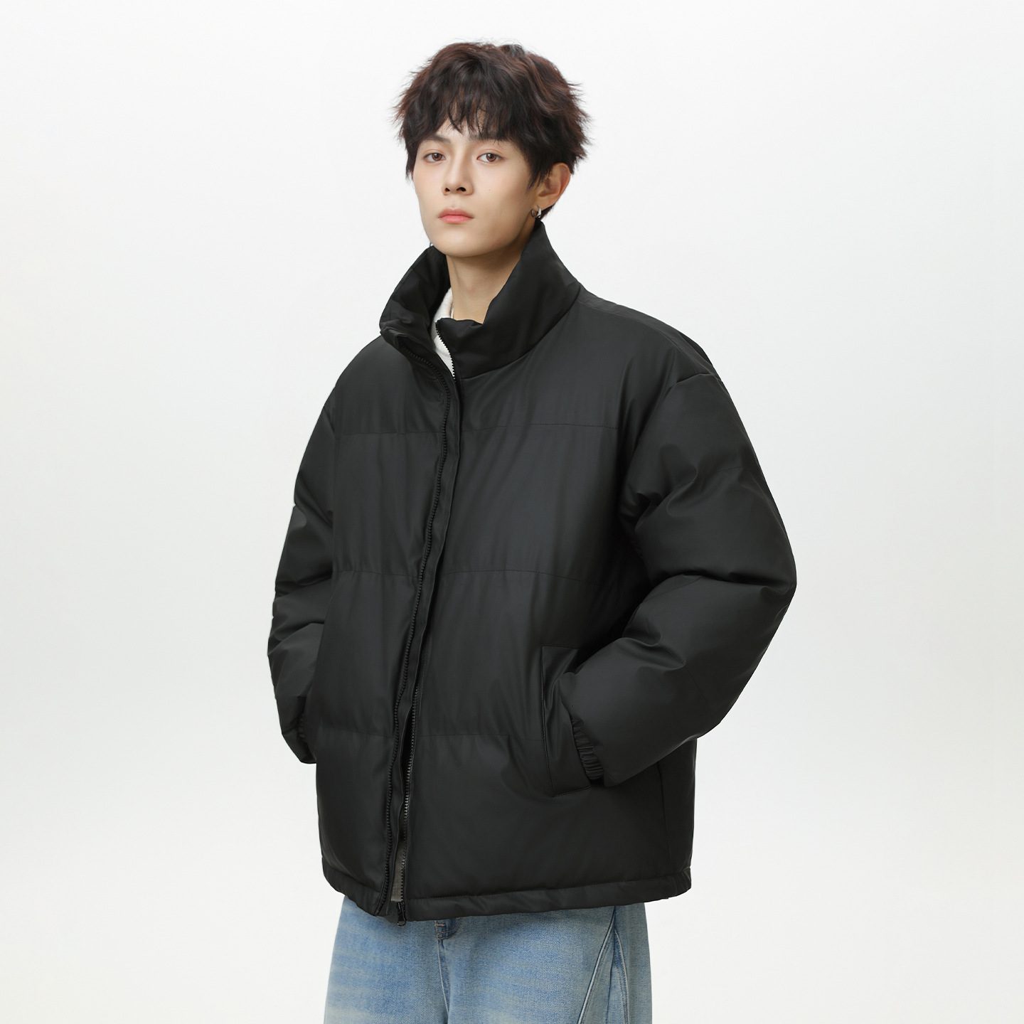 美式复古短款加厚棉服男冬季新款质感pu皮立领棉衣保暖面包服外套